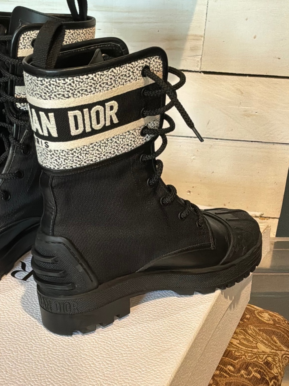 Dior D-Major Ankle Boots in Black Calfskin Size EU36
